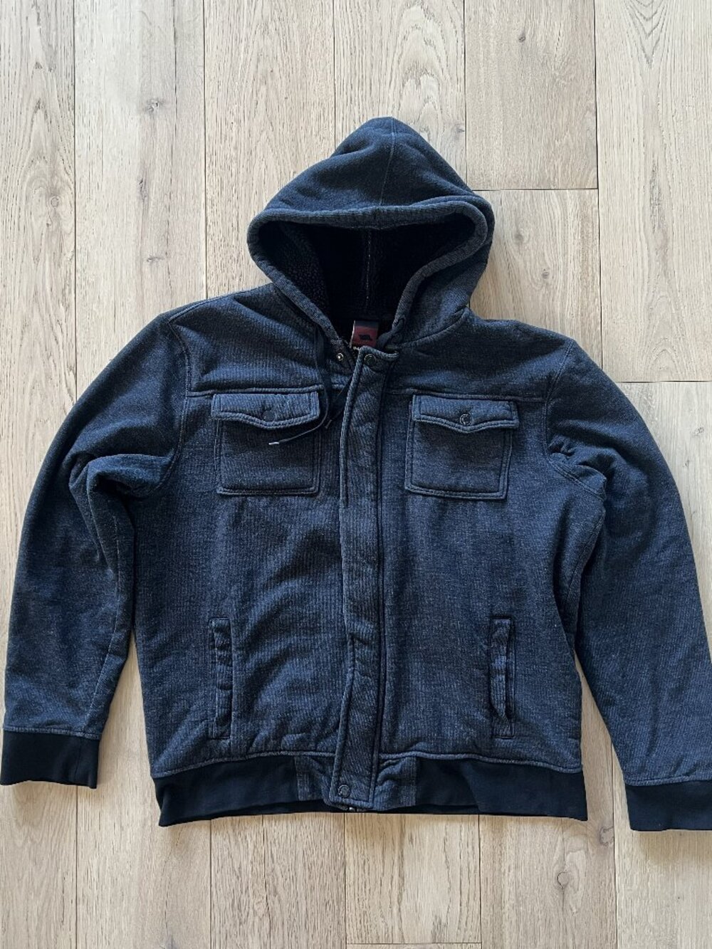 IHawk Men's Full Zip Snap Hoodie Sweatshirt Fleece Charcoal Gray Workwear LS XXL